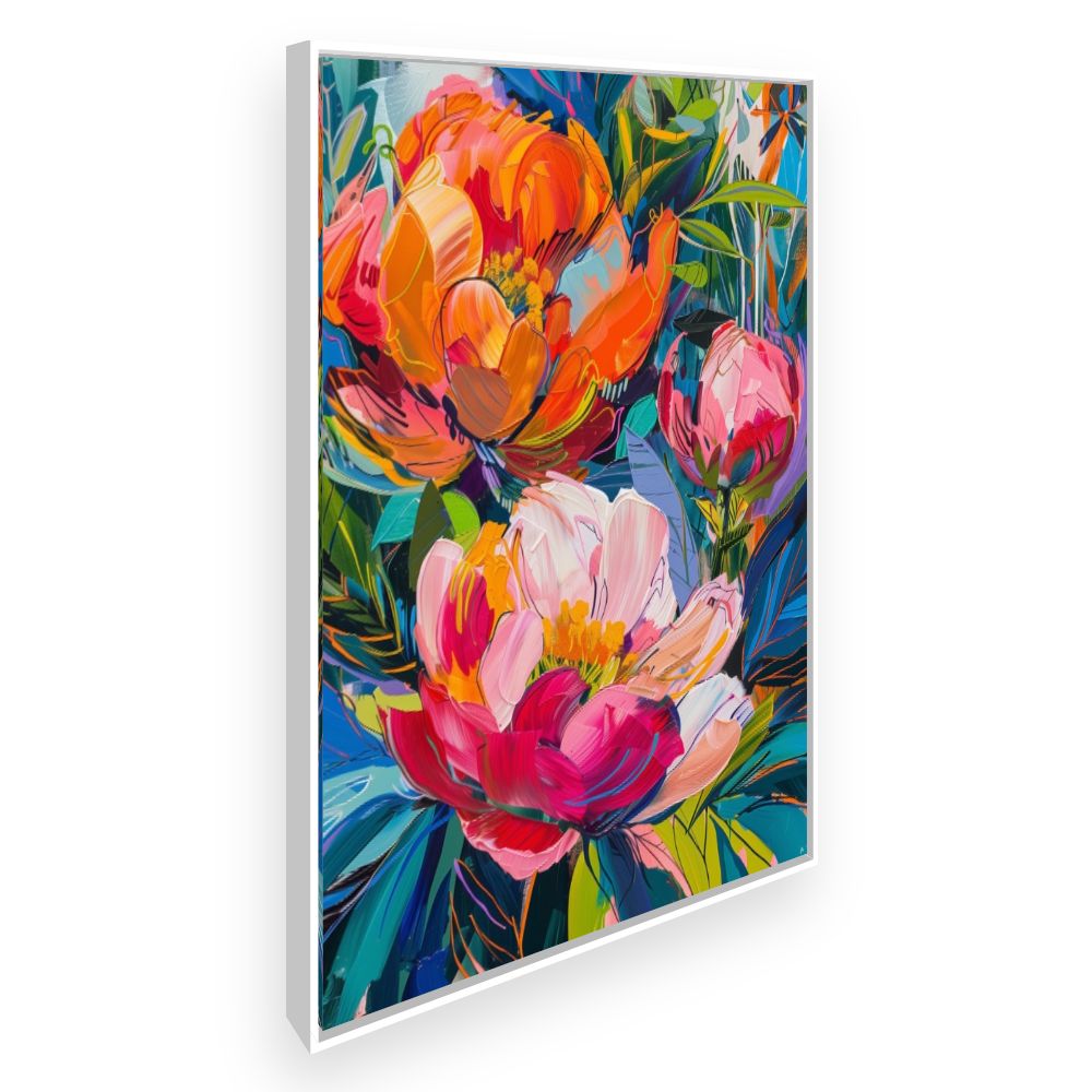 Toile Fleurs éclatantes – toile cadre blanc (slide 2)
