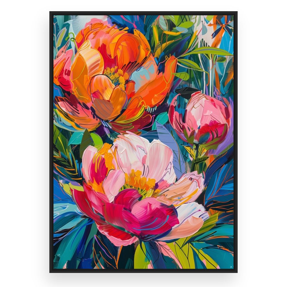 Toile Fleurs éclatantes – toile cadre noir (slide 3)