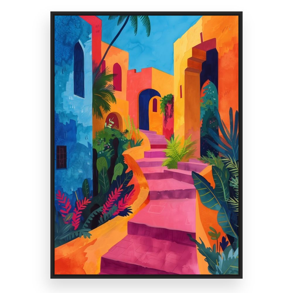 Toile Escalier vibrant – toile cadre noir (slide 3)