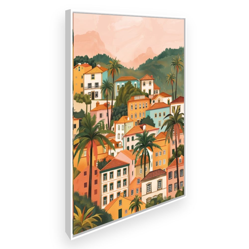 Toile Village ensoleillé – toile cadre blanc (slide 2)