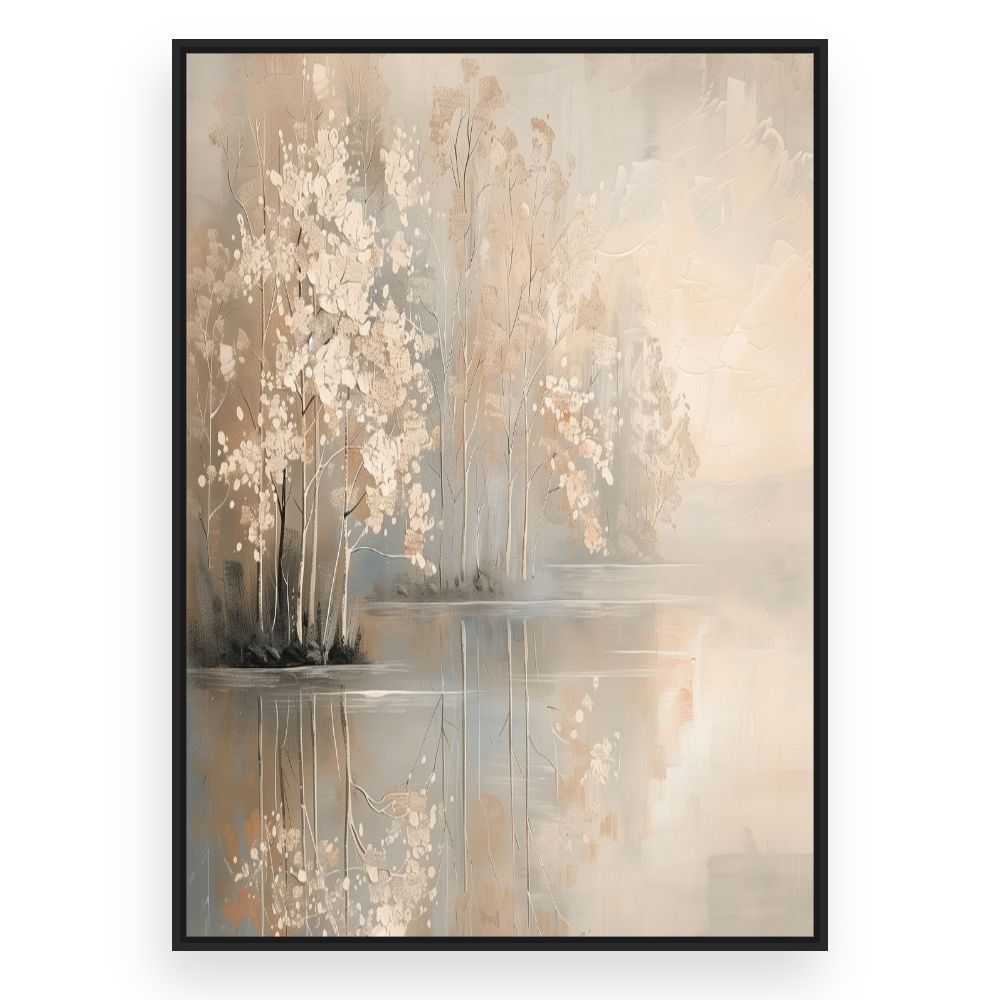 Toile Arbres au bord de l'eau – toile cadre noir (slide 3)