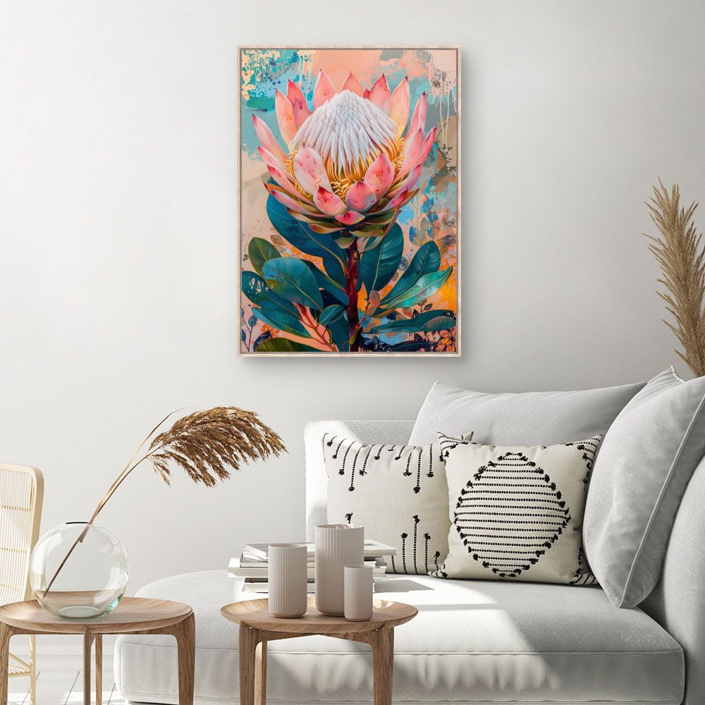 Toile Fleur éclatante artistique – toile cadre naturel (slide 1, 60×90)
