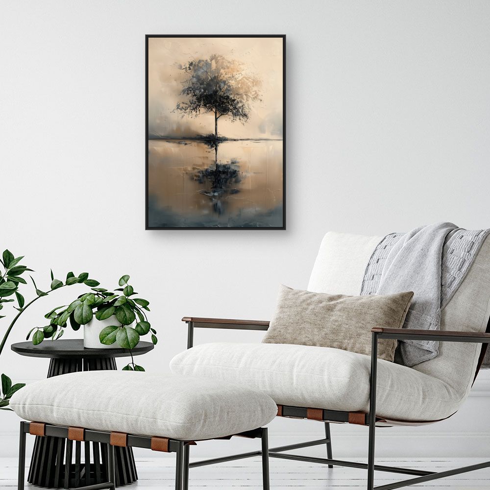 Toile "Arbre paisible reflété"