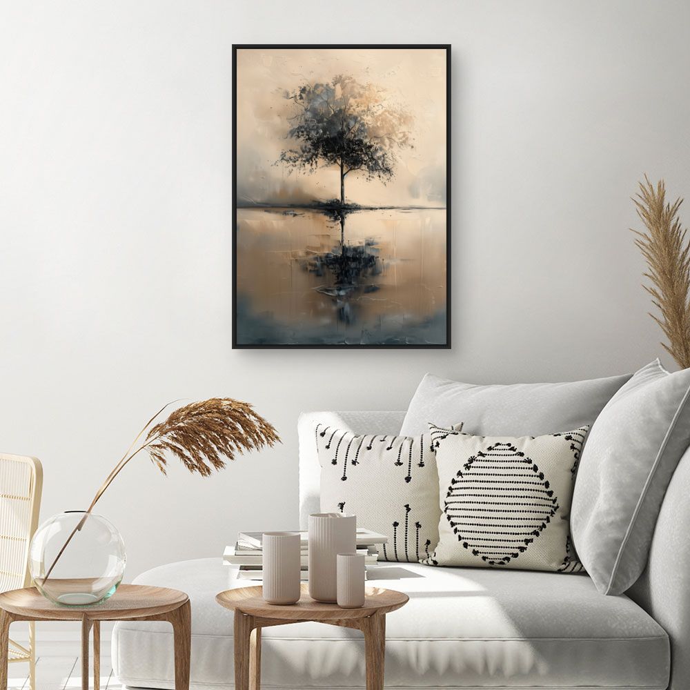 Toile "Arbre paisible reflété"