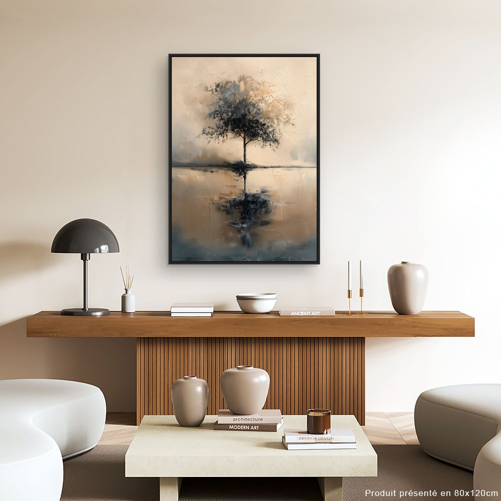 Toile "Arbre paisible reflété"