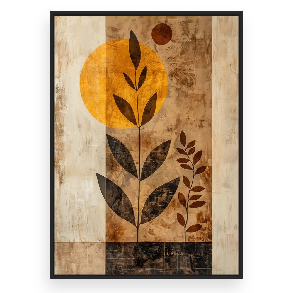 Toile Soleil et feuilles – toile cadre noir (slide 3)