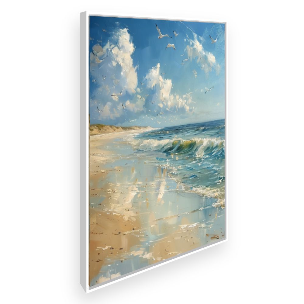 Toile Plage paisible – toile cadre blanc (slide 2)