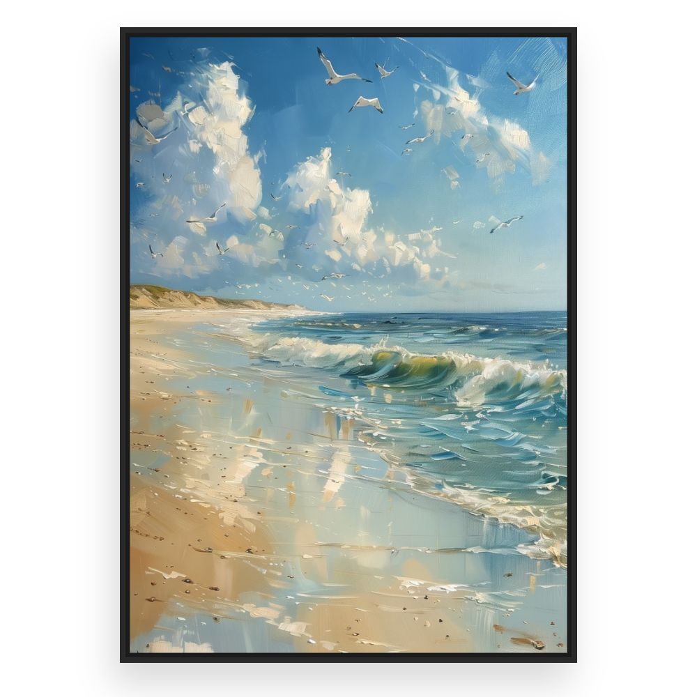 Toile Plage paisible – toile cadre noir (slide 3)