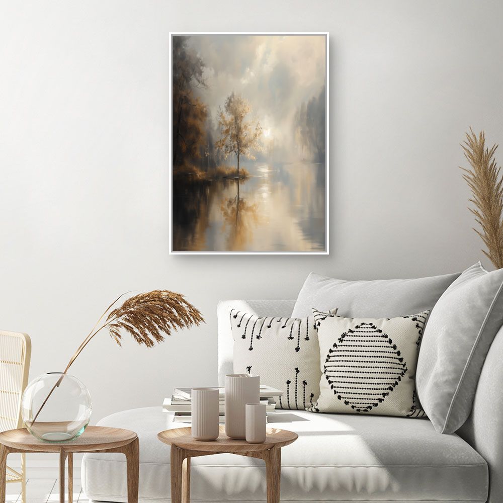 Toile "Paysage brumeux doux"