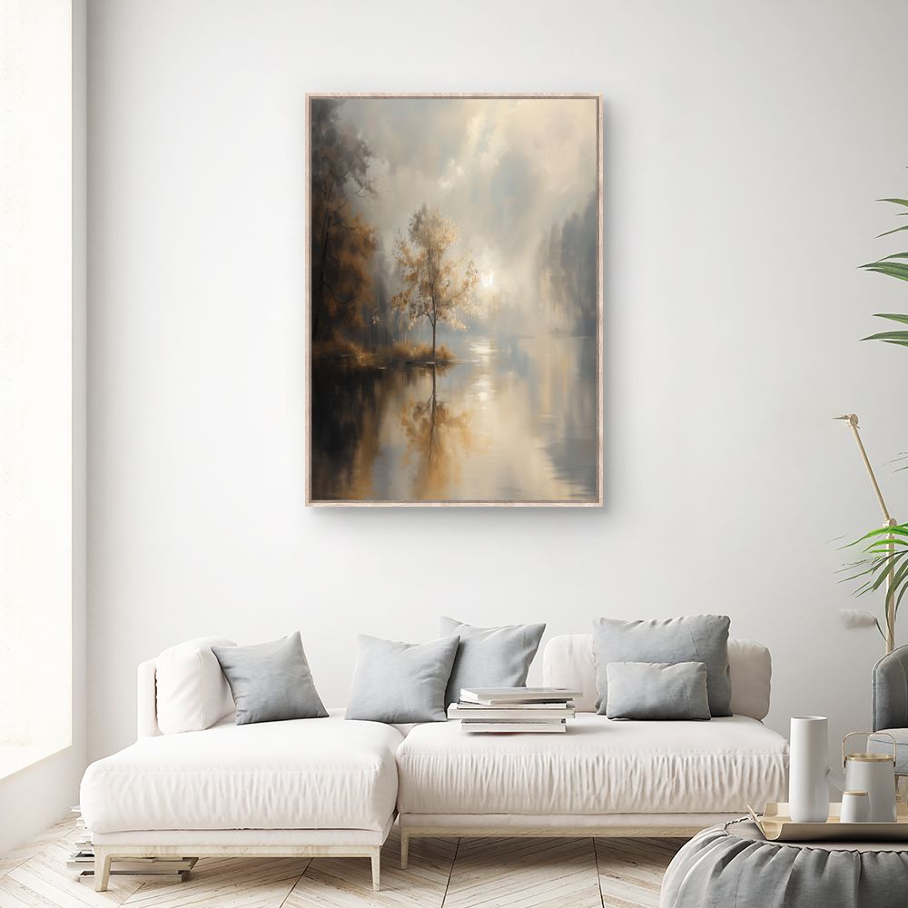Toile "Paysage brumeux doux"