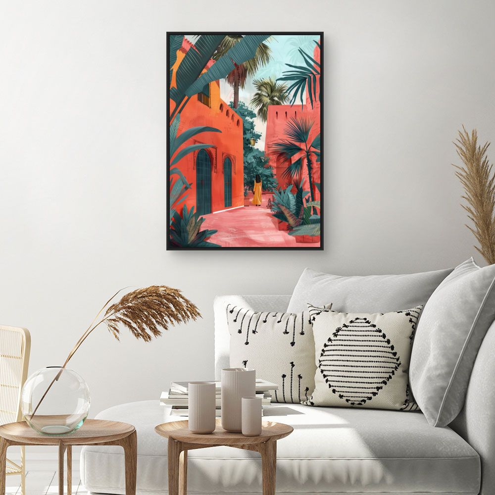 Toile "Ruelle exotique ensoleillée"