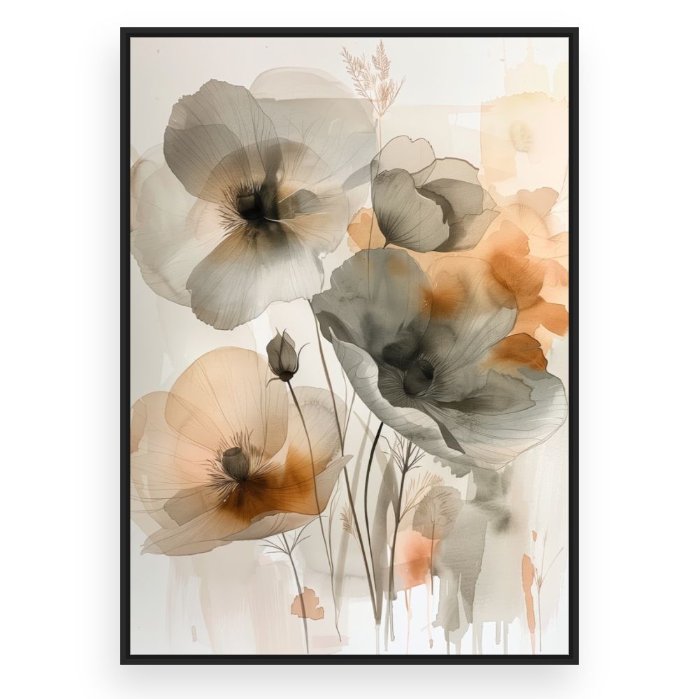 Toile Élégance florale douce – toile cadre noir (slide 3)