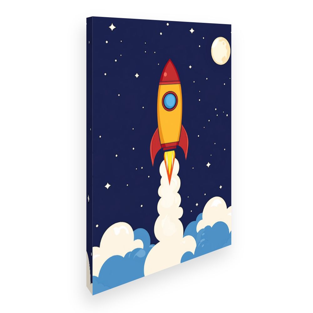 Tableau imprimé pour enfants 'Fusée flamboyante'