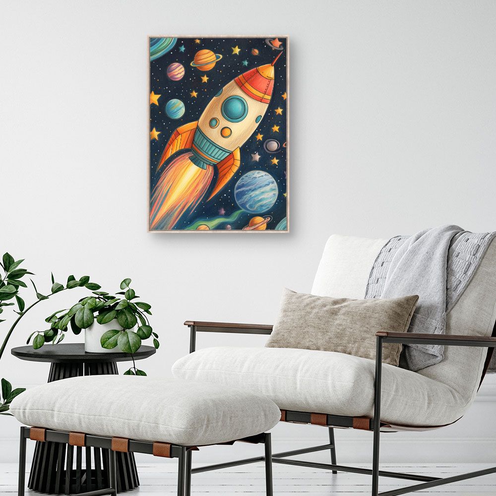 Tableau 'Fusée spatiale vibrante'