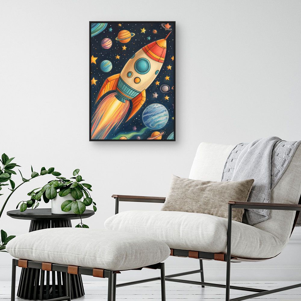 Tableau 'Fusée spatiale vibrante'