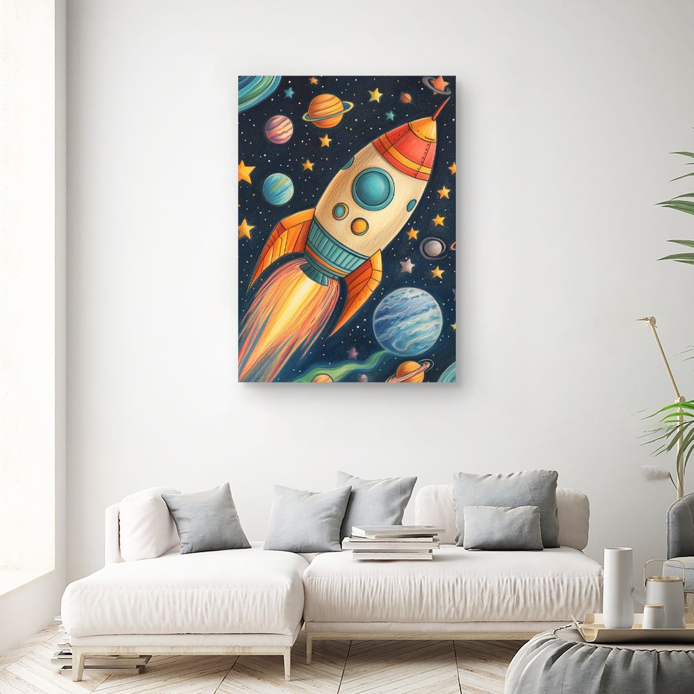 Tableau 'Fusée spatiale vibrante'