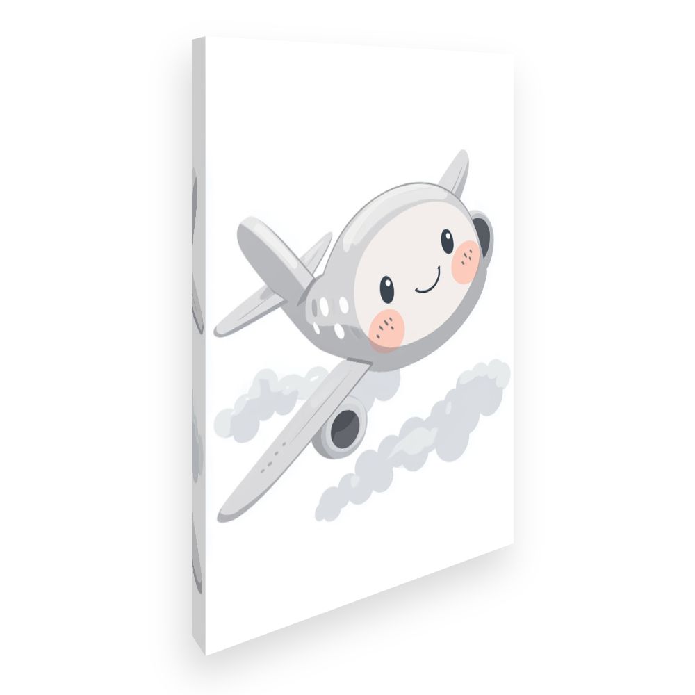 Tableau imprimé pour enfants 'Adorable avion souriant'