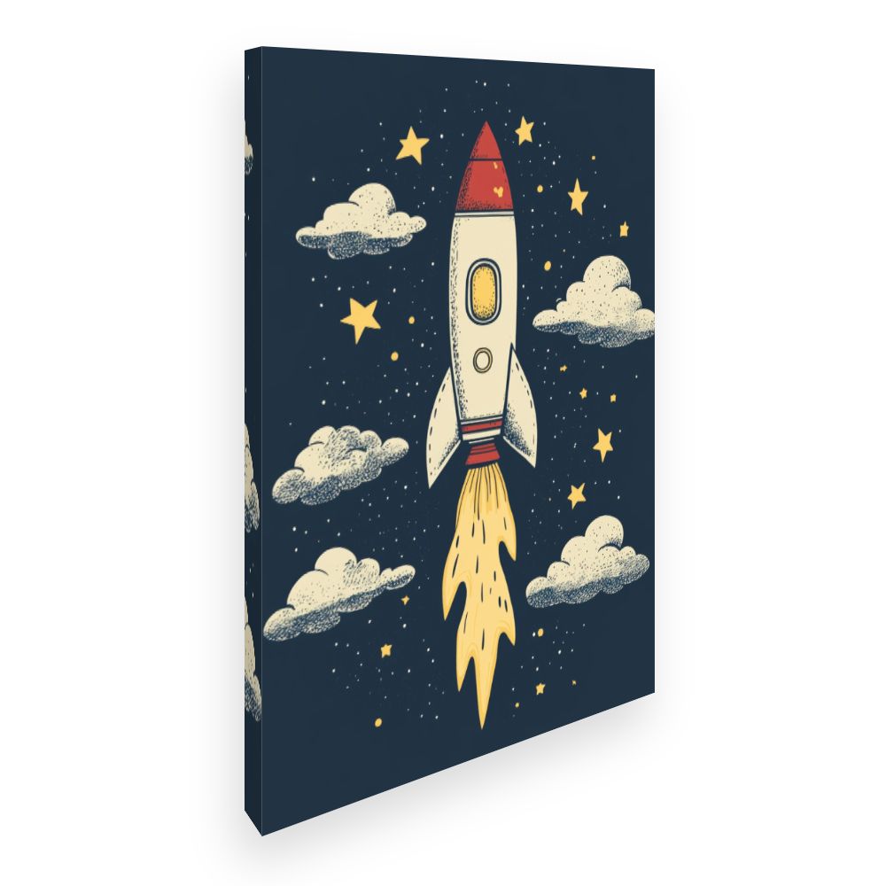 Tableau imprimé pour enfants 'Fusée céleste'