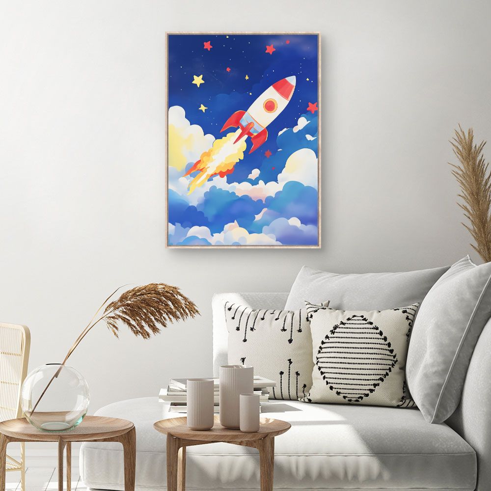 Tableau 'Fusée ludique colorée'