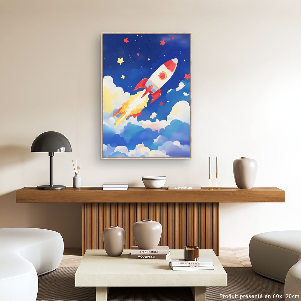 Tableau 'Fusée ludique colorée'