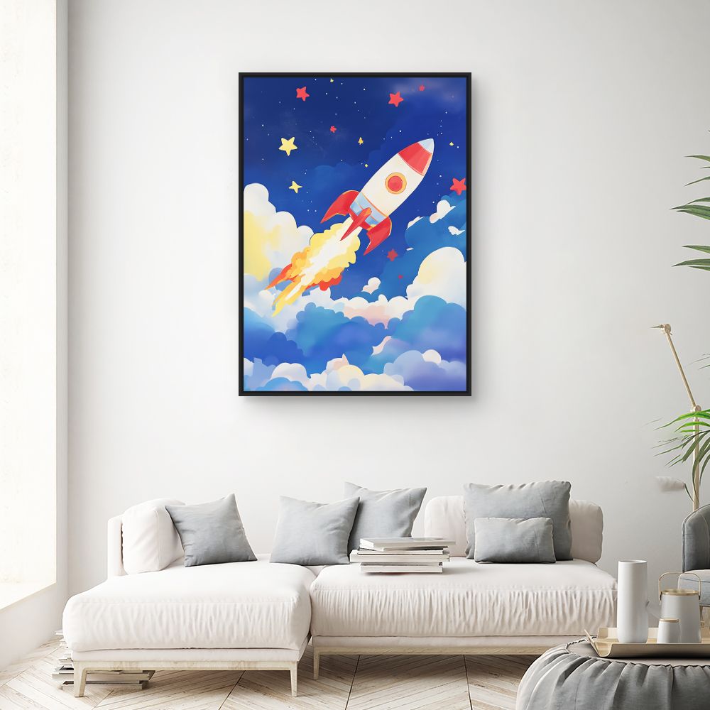 Tableau 'Fusée ludique colorée'