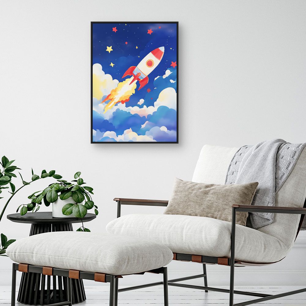 Tableau 'Fusée ludique colorée'