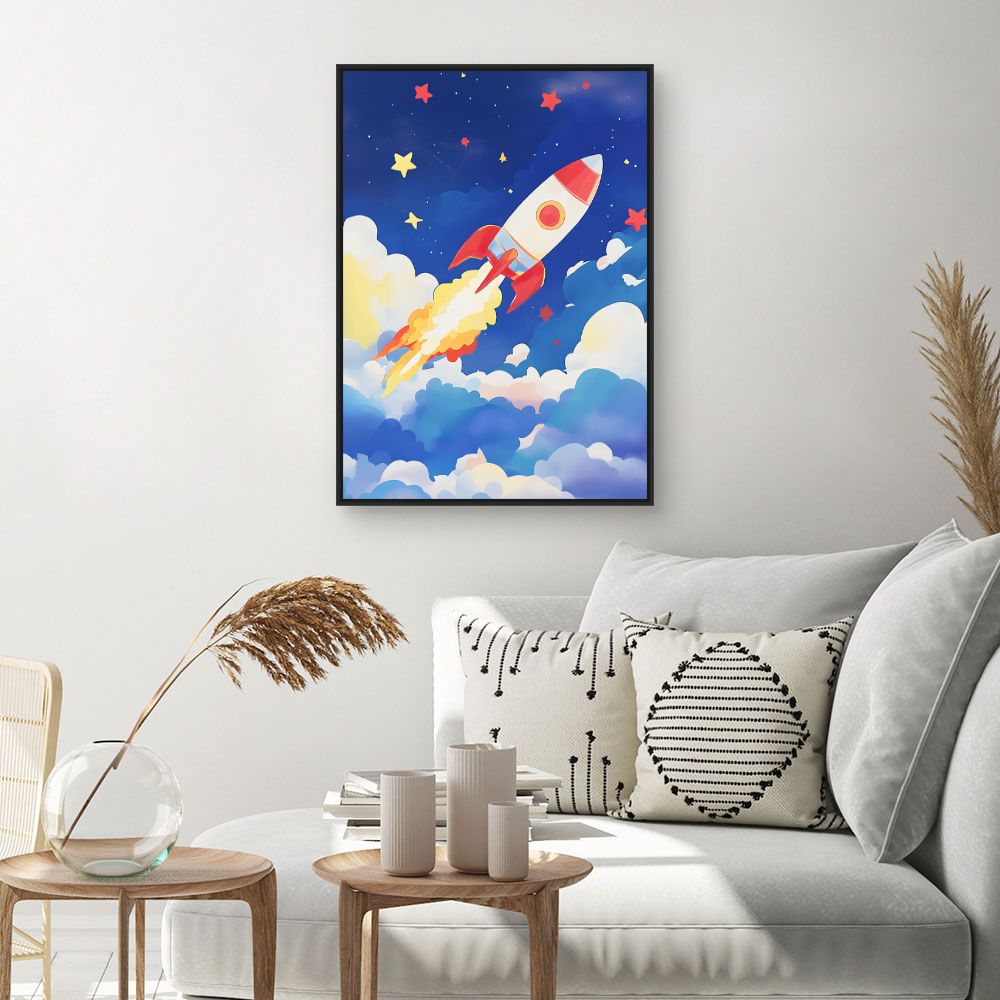 Tableau 'Fusée ludique colorée'
