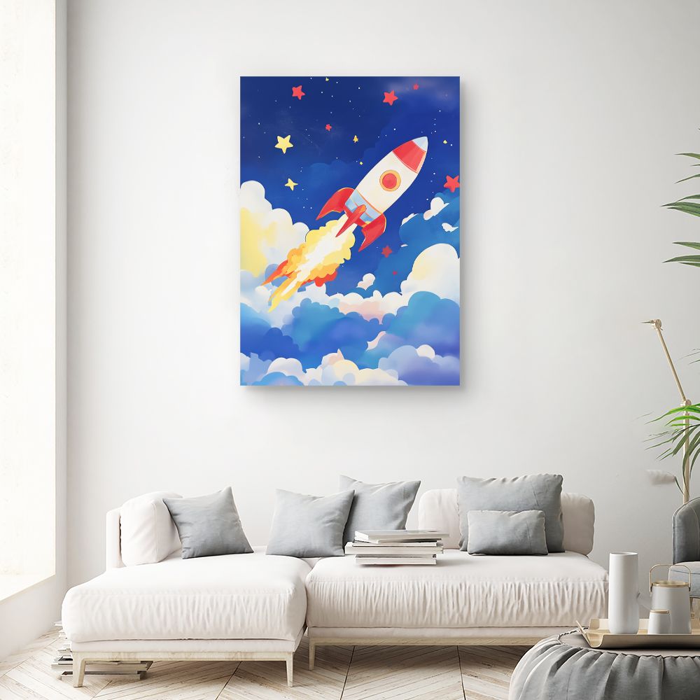 Tableau 'Fusée ludique colorée'