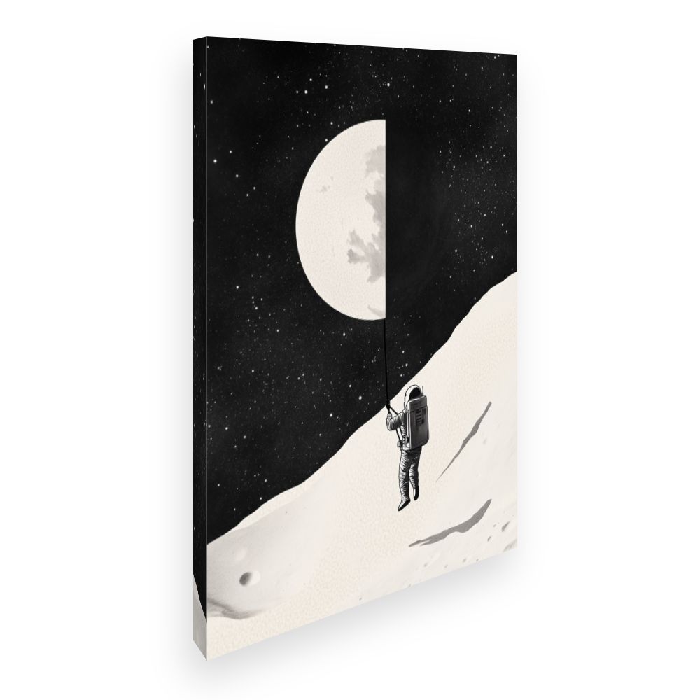 Tableau imprimé pour enfants 'Exploration lunaire artistique'