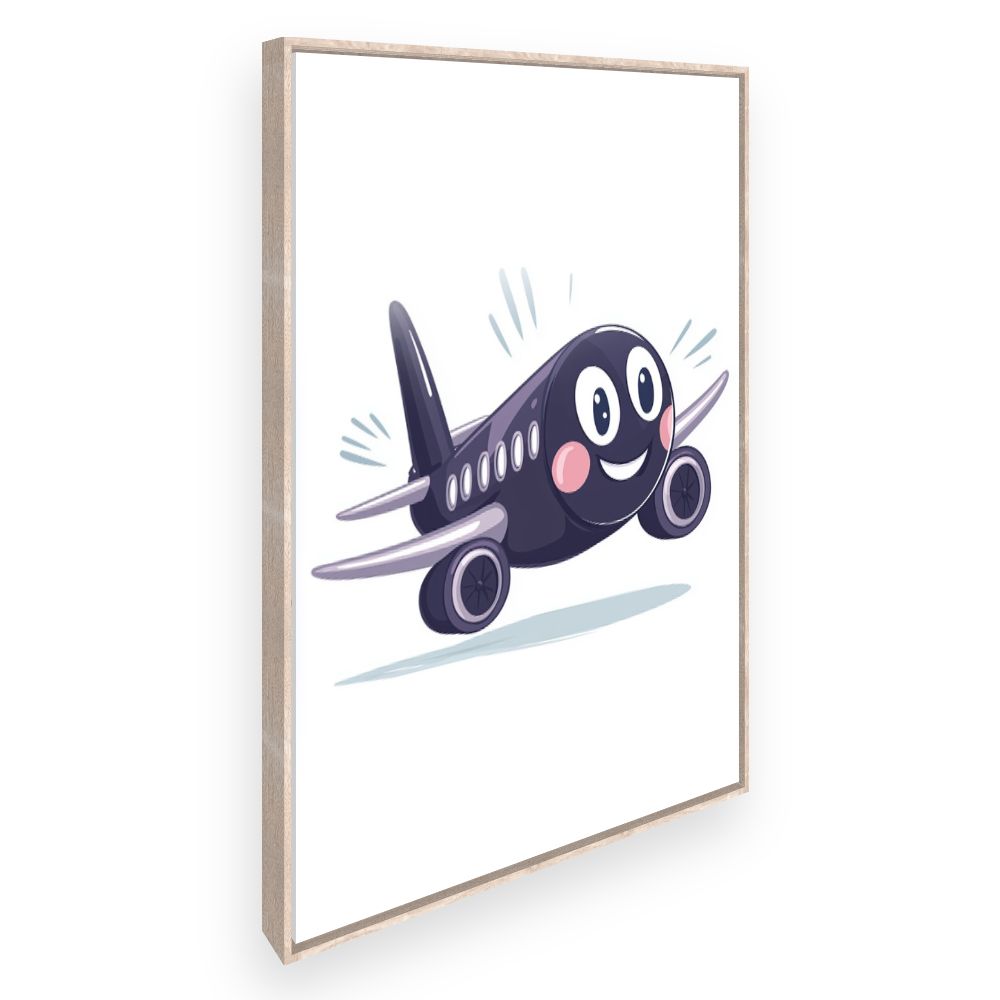 Tableau imprimé pour enfants 'Avion souriant'