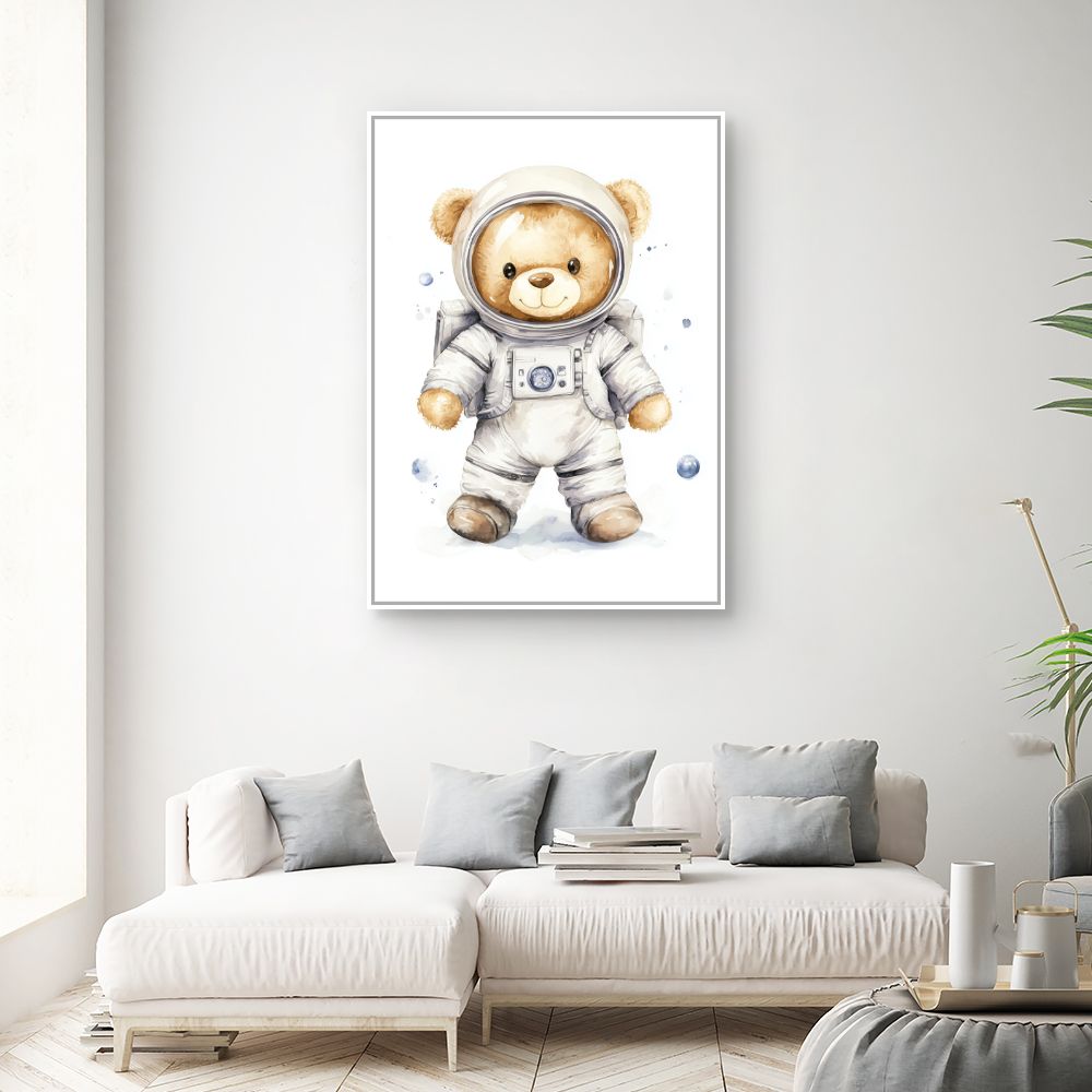 Tableau imprimé pour enfants 'Ours astronaute adorable'