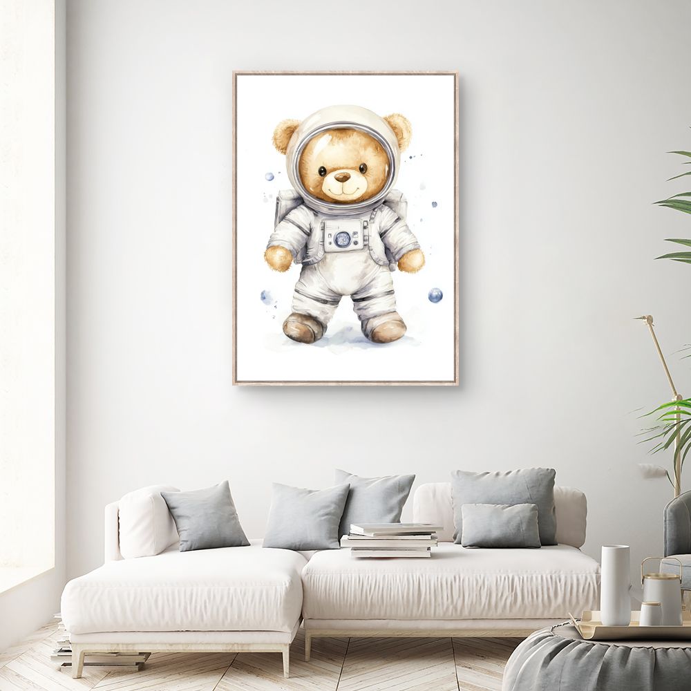 Tableau imprimé pour enfants 'Ours astronaute adorable'