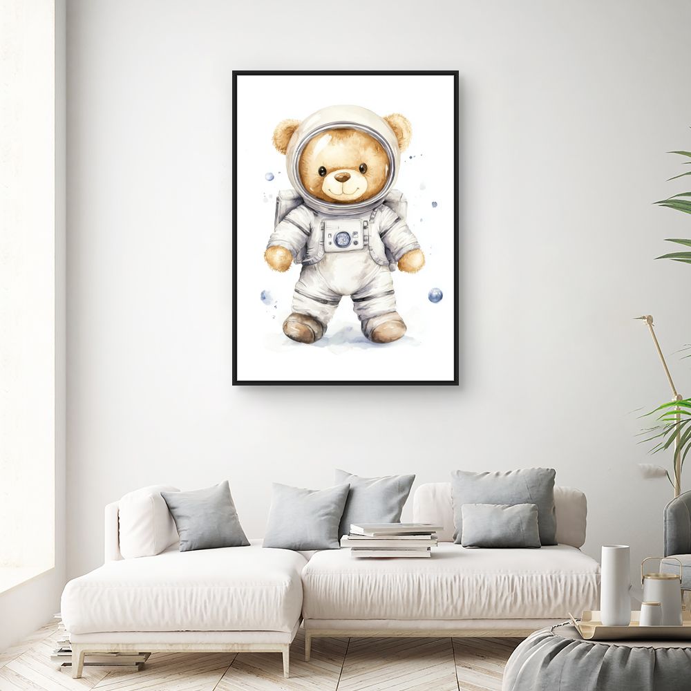 Tableau imprimé pour enfants 'Ours astronaute adorable'