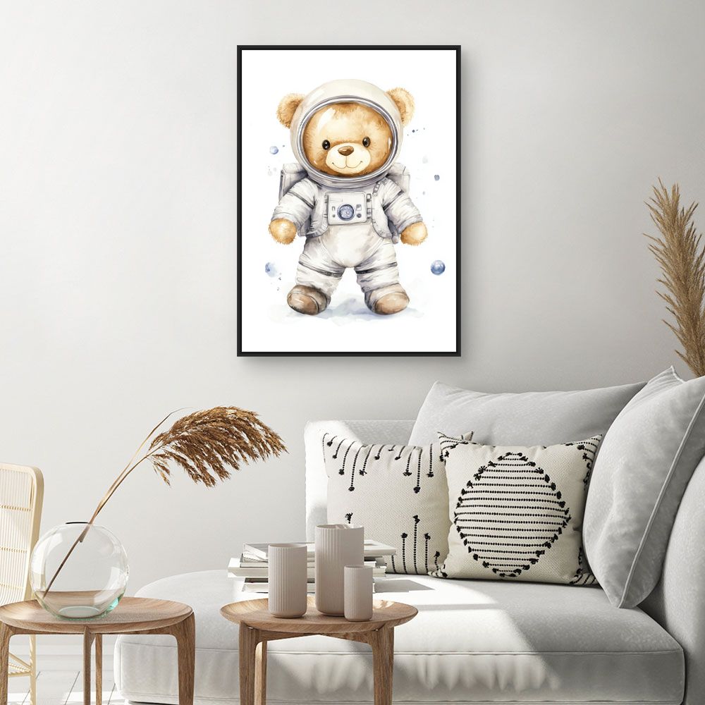 Tableau imprimé pour enfants 'Ours astronaute adorable'