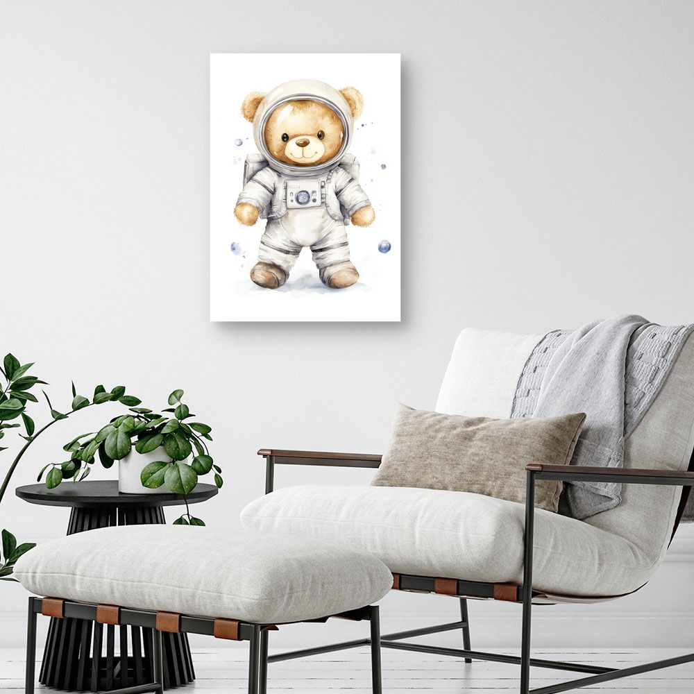 Tableau imprimé pour enfants 'Ours astronaute adorable'
