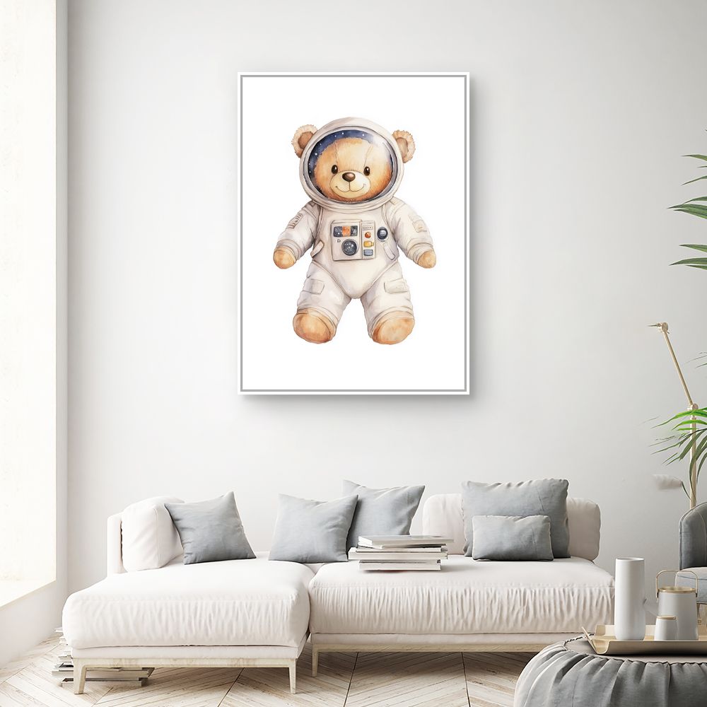 Tableau imprimé pour enfants 'Ourson astronaute mignon'