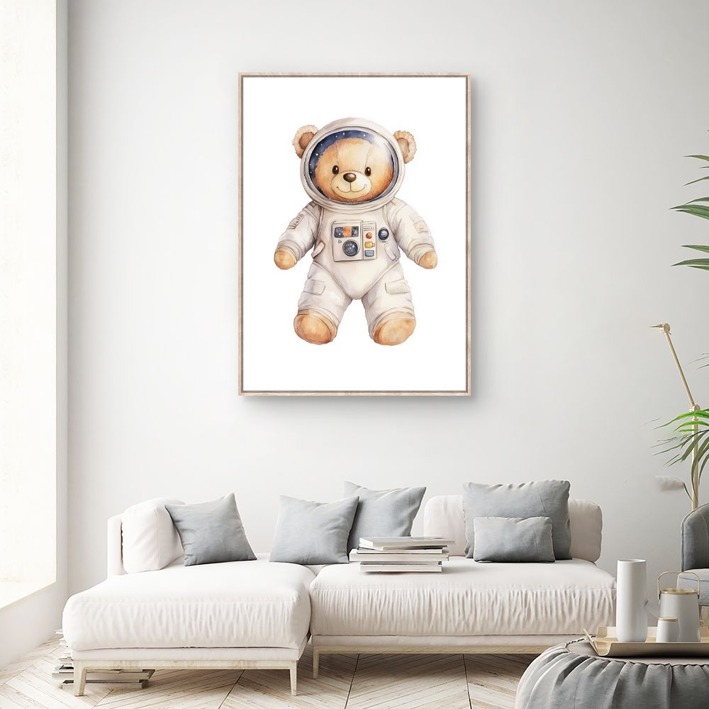 Tableau imprimé pour enfants 'Ourson astronaute mignon'