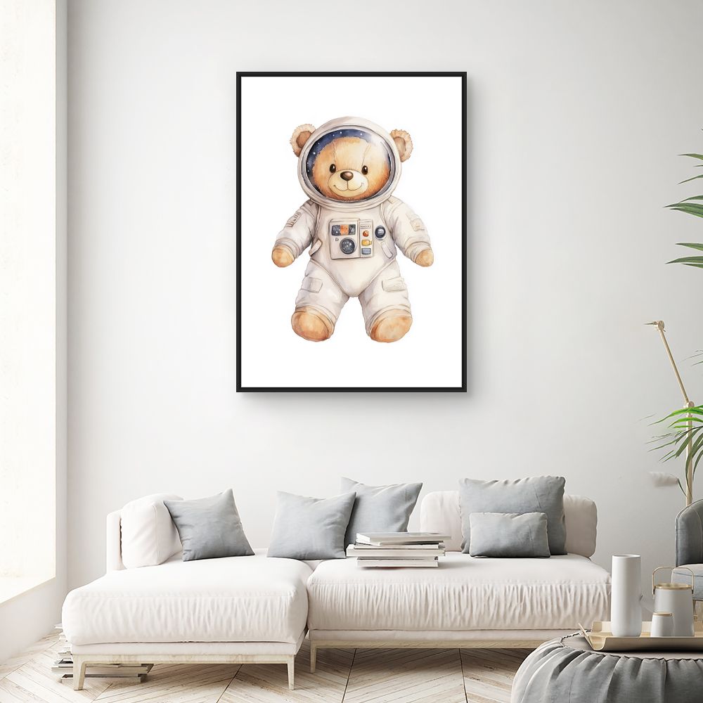 Tableau imprimé pour enfants 'Ourson astronaute mignon'