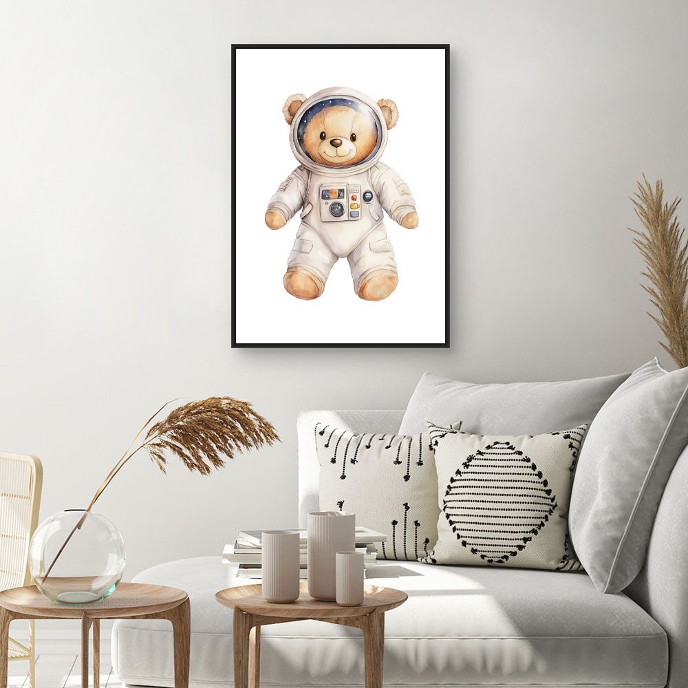 Tableau imprimé pour enfants 'Ourson astronaute mignon'