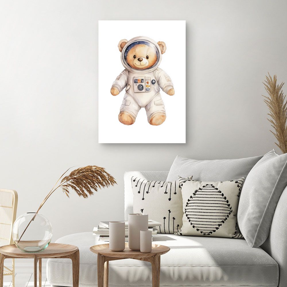 Tableau imprimé pour enfants 'Ourson astronaute mignon'