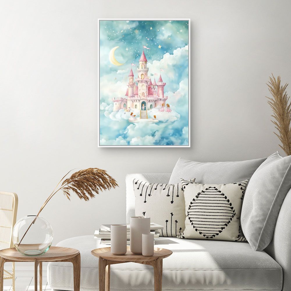 Tableau imprimé pour enfants 'Château féerique céleste'