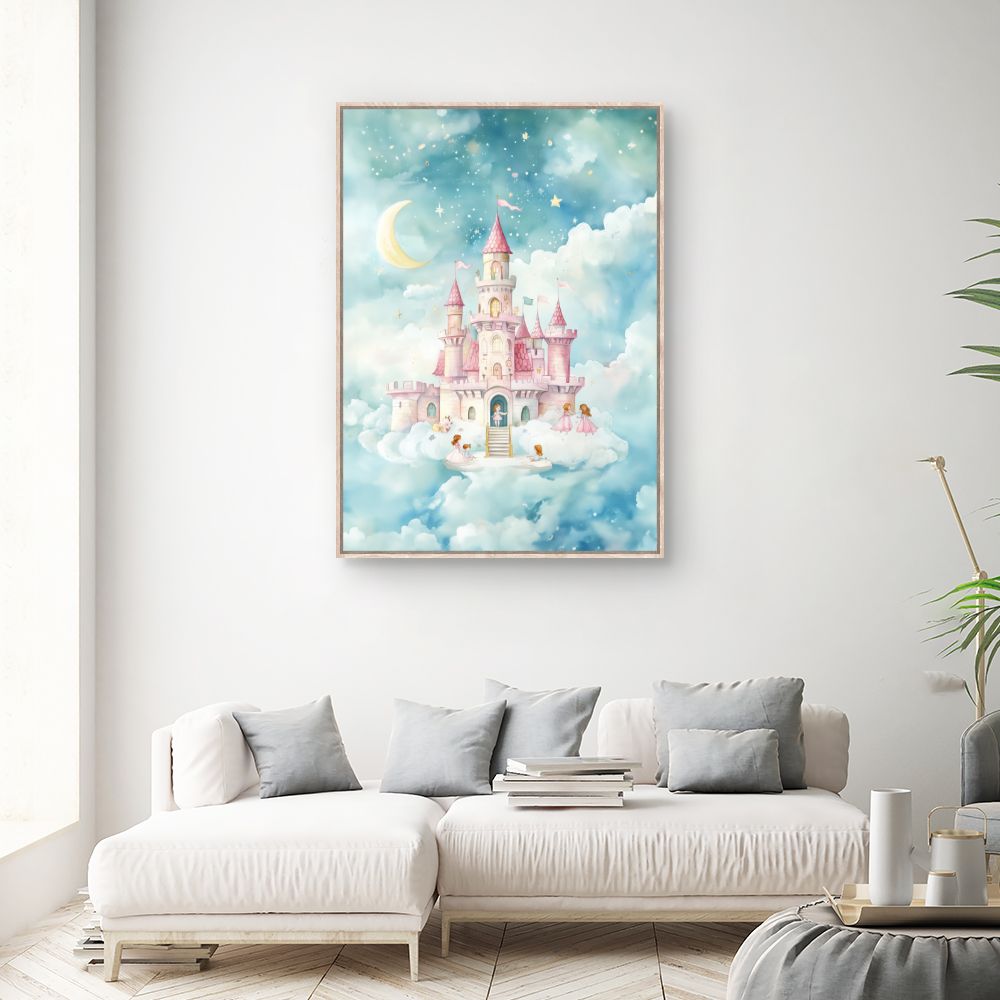 Tableau imprimé pour enfants 'Château féerique céleste'