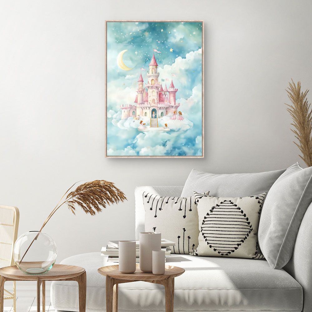 Tableau imprimé pour enfants 'Château féerique céleste'