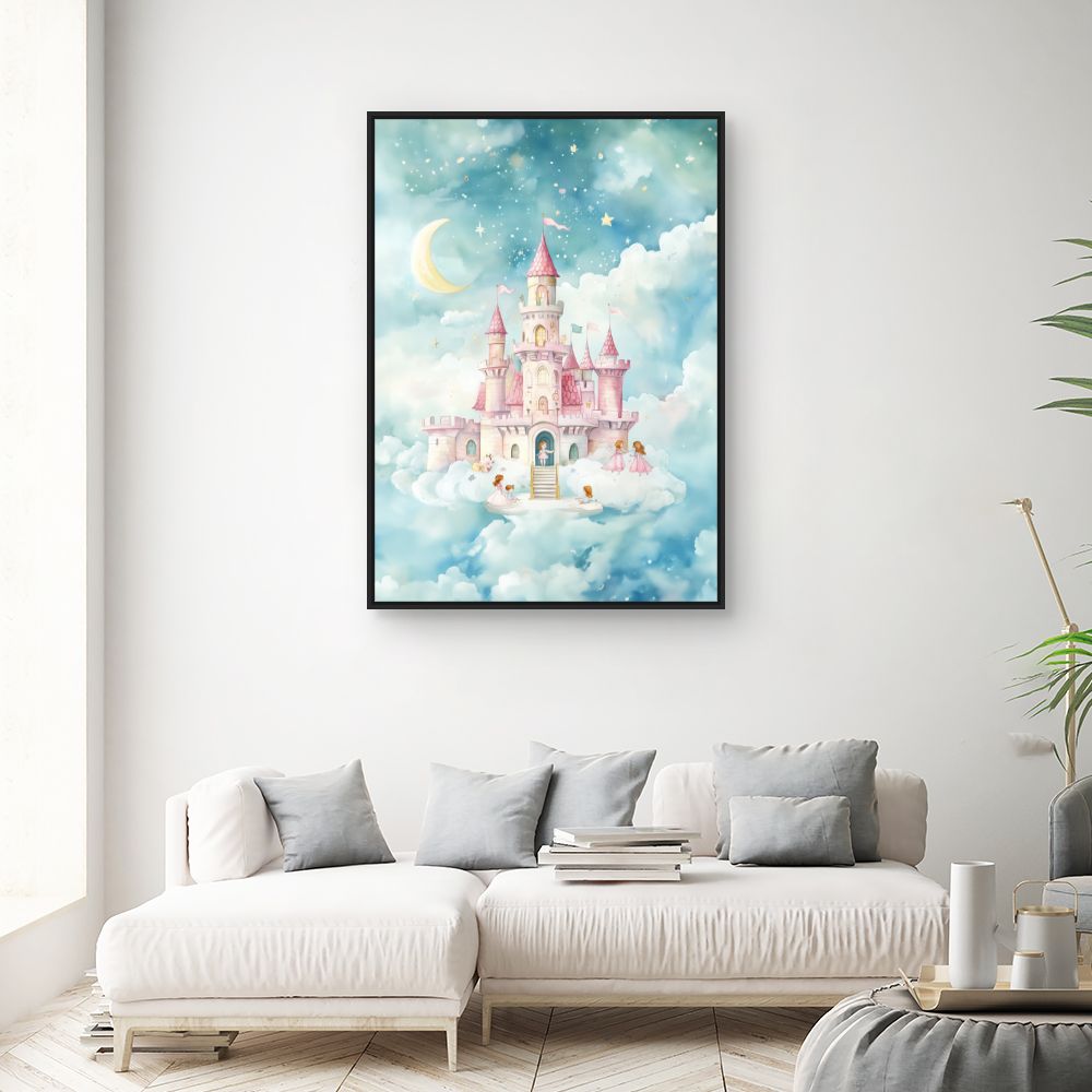 Tableau imprimé pour enfants 'Château féerique céleste'