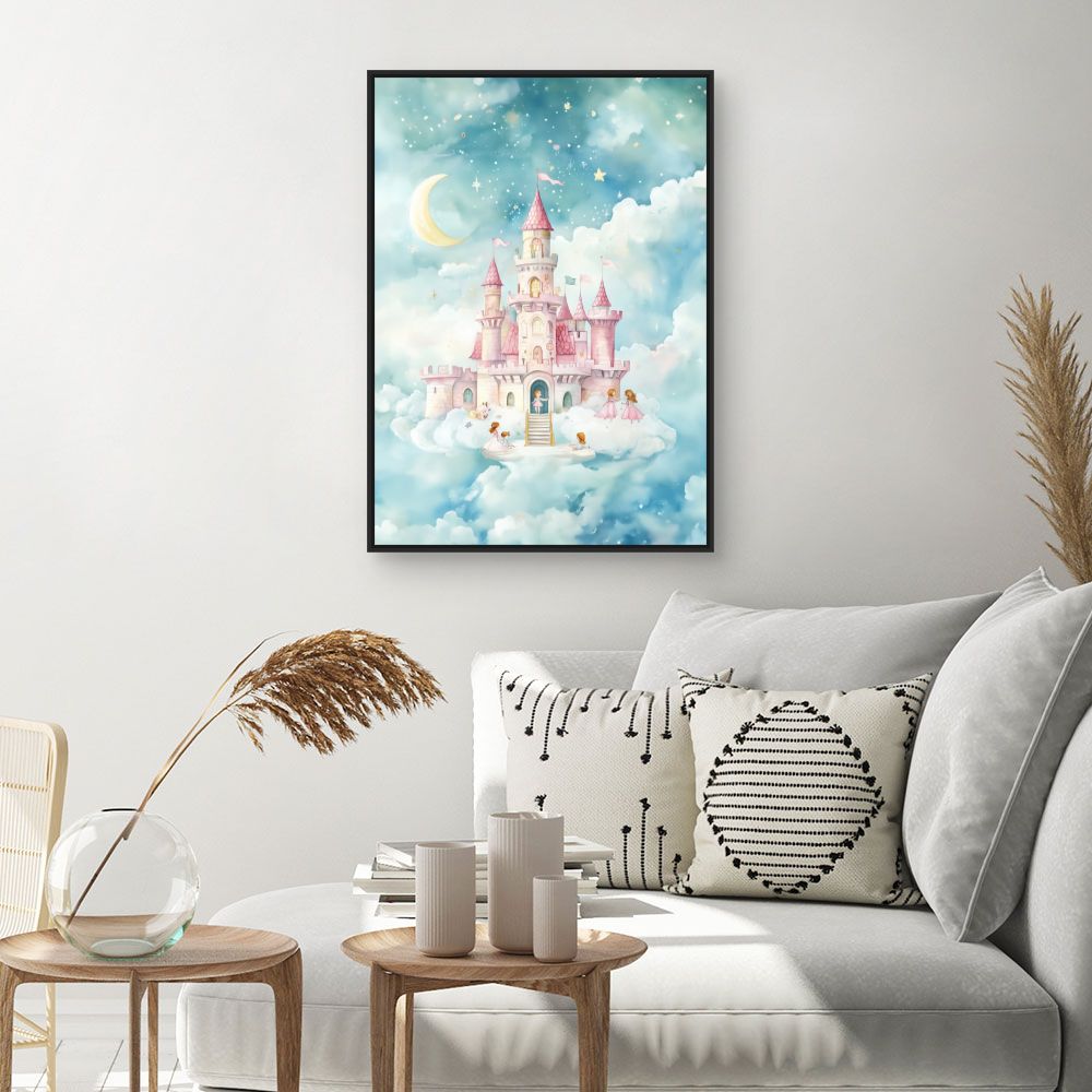 Tableau imprimé pour enfants 'Château féerique céleste'