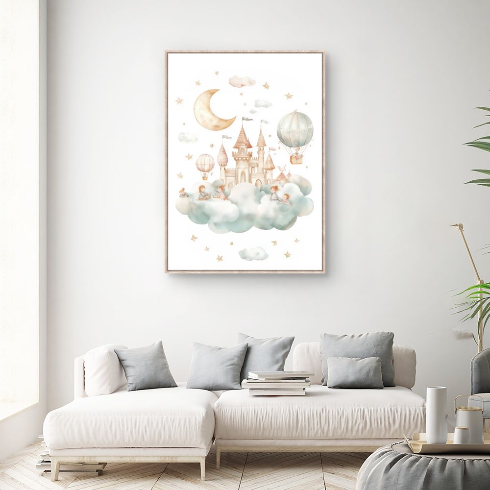 Tableau imprimé pour enfants 'Château sur nuages'