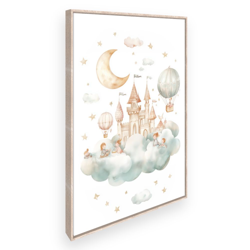 Tableau imprimé pour enfants 'Château sur nuages'