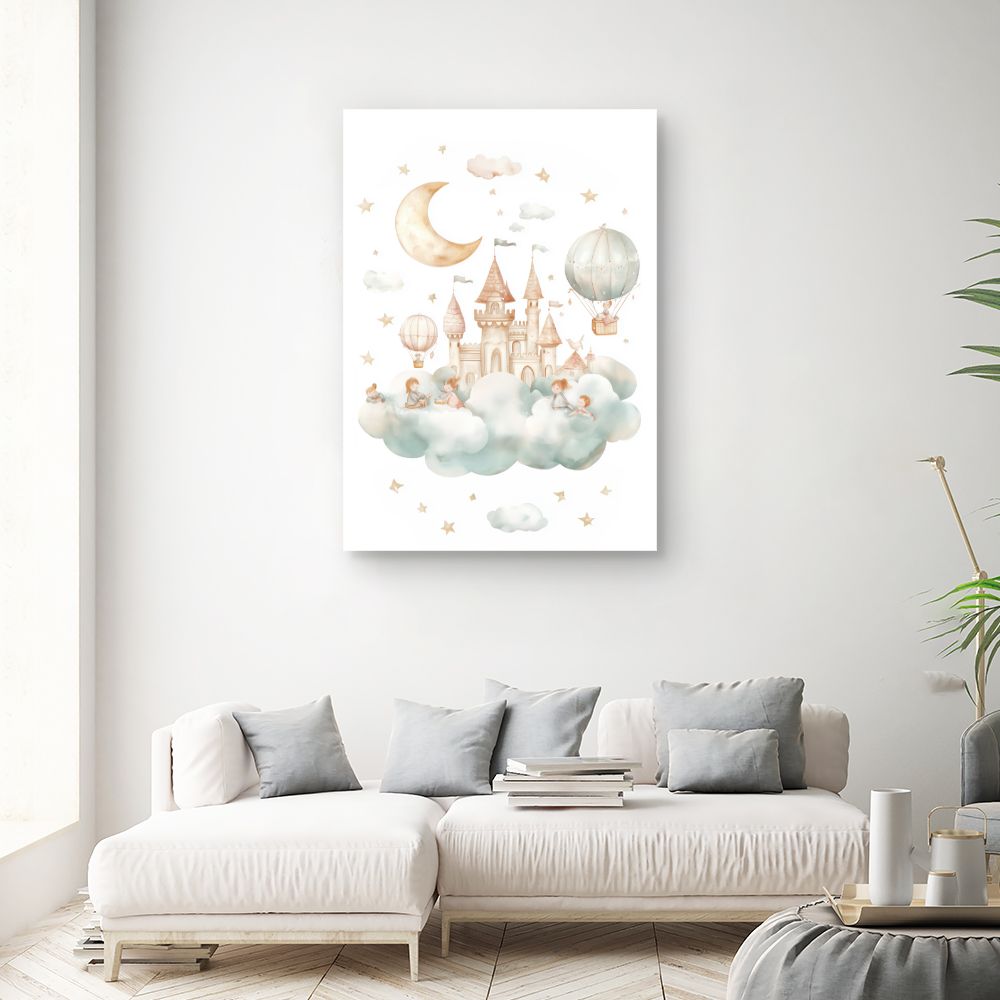 Tableau imprimé pour enfants 'Château sur nuages'