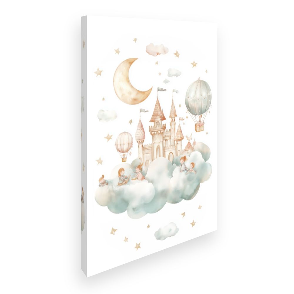 Tableau imprimé pour enfants 'Château sur nuages'