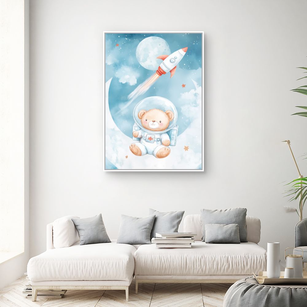 Tableau imprimé pour enfants 'Ourson cosmonaute'